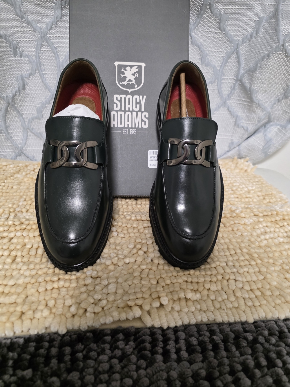Stacy Adams Dark Green Leather Bit Loafers
